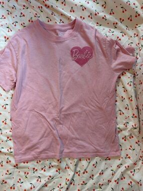 Barbie Pink Heart Logo Tee - Light Pink Short Sleeve Shirt